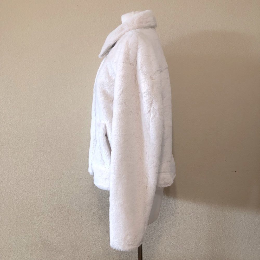 Topshop Lily Faux Fur Biker Jacket Size 12 - Picture 3 of 10